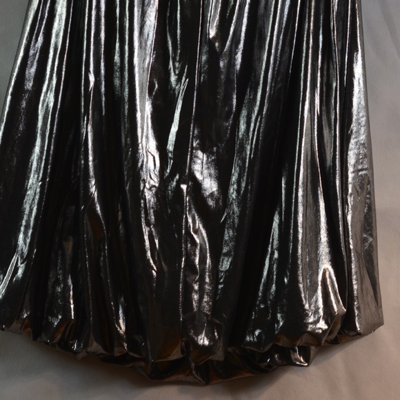 Silver Lamae Strapless Dress SZ S - Picture 7 of 7